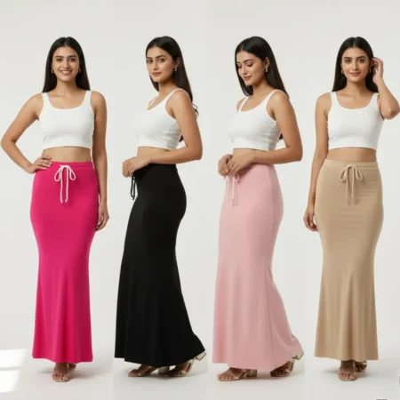 Pick Any 4 - Saree Shapewear Petticoat Fish Cut, Drawstring Waist